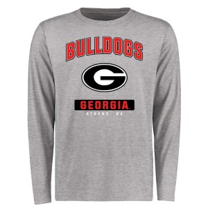 Men Georgia Bulldogs Campus Ash Long Sleeve Icon College Football T-Shirt 229522-913
