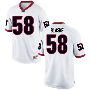 Men Georgia Bulldogs #58 Austin Blaske White Game College Football Jersey 730914-155