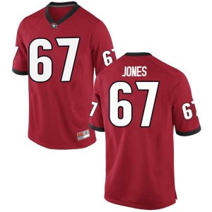 Men Georgia Bulldogs #67 Caleb Jones Red Game College Football Jersey 830557-711