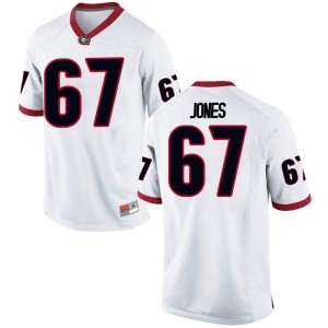 Men Georgia Bulldogs #67 Caleb Jones White Game College Football Jersey 976932-794