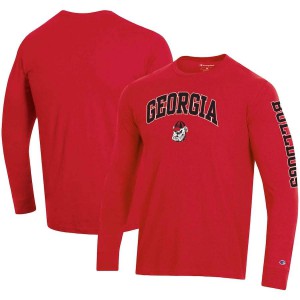 Men Georgia Bulldogs Red Champion Long Sleeve 2-Hit Arch & Logo College Football T-Shirt 445579-443