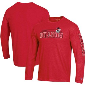 Men Georgia Bulldogs Red Champion Long Sleeve Team Bar College Football T-Shirt 893532-572