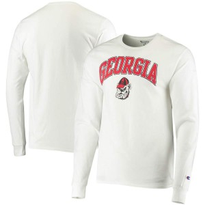 Men Georgia Bulldogs White Champion Long Sleeve Campus Classic College Football T-Shirt 830579-860
