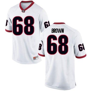 Men Georgia Bulldogs #68 Chris Brown White Replica College Football Jersey 729437-560