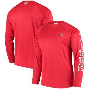 Men Georgia Bulldogs Red Columbia PFG Long Sleeve Terminal Tackle Omni-Shade College Football T-Shirt 805725-464