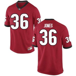 Men Georgia Bulldogs #36 Garrett Jones Red Replica College Football Jersey 618731-356