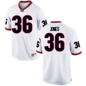 Men Georgia Bulldogs #36 Garrett Jones White Replica College Football Jersey 151532-482