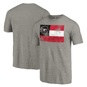 Men Georgia Bulldogs Gray Heathered State Flag Tri-Blend College Football T-Shirt 726058-422