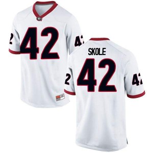 Men Georgia Bulldogs #42 Jake Skole White Replica College Football Jersey 748865-949