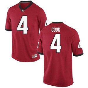 Men Georgia Bulldogs #4 James Cook Red Game College Football Jersey 641719-377