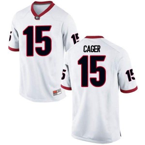 Men Georgia Bulldogs #15 Lawrence Cager White Game College Football Jersey 510400-444