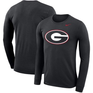 Men Georgia Bulldogs Primary Logo Black Long Sleeve Legend Performance College Football T-Shirt 880455-256