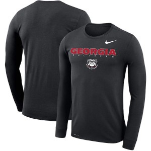 Men Georgia Bulldogs Facility Legend Performance Black Long Sleeve College Football T-Shirt 439334-692
