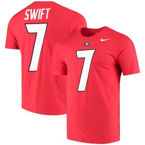 Men Georgia Bulldogs Red D'Andre Swift Name & Number Alumni College Football T-Shirt 907811-618