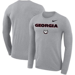 Men Georgia Bulldogs Facility Legend Performance Gray Long Sleeve College Football T-Shirt 824389-596