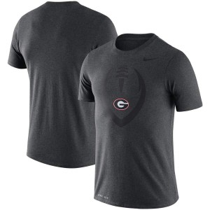 Men Georgia Bulldogs Performance Football Heathered Charcoal Legend Icon College Football T-Shirt 831001-720