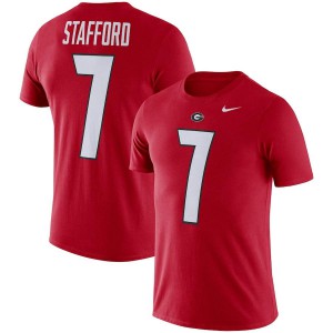 Men Georgia Bulldogs Red Matthew Stafford Football Name & Number Performance College Football T-Shirt 136600-328