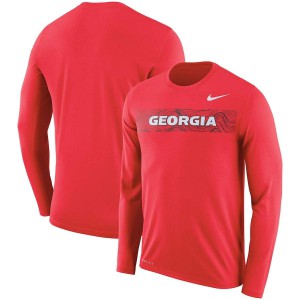 Men Georgia Bulldogs 2018 Sideline Seismic Performance Legend Red Long Sleeve College Football T-Shirt 770309-544