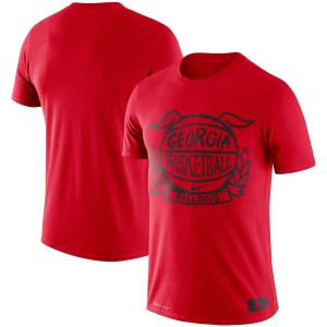 Men Georgia Bulldogs Basketball Crest Performance Red College Football T-Shirt 846338-876