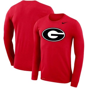 Men Georgia Bulldogs Primary Logo Red Long Sleeve Legend Performance College Football T-Shirt 134891-275