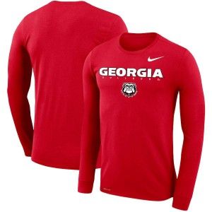 Men Georgia Bulldogs Facility Legend Performance Red Long Sleeve College Football T-Shirt 202644-499