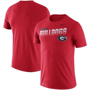 Men Georgia Bulldogs Sideline Legend Performance Red College Football T-Shirt 163058-253