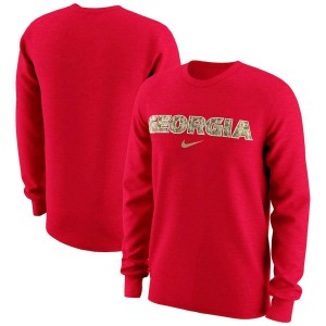 Men Georgia Bulldogs Wordmark Camo Red Long Sleeve College Football T-Shirt 667788-952