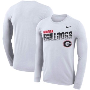 Men Georgia Bulldogs Sideline Legend White Performance Long Sleeve College Football T-Shirt 861557-139