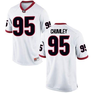 Men Georgia Bulldogs #95 Noah Chumley White Game College Football Jersey 870336-889