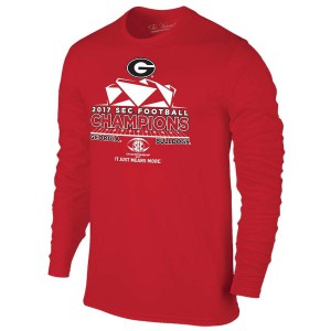 Men Georgia Bulldogs 2017 SEC Football Conference Champion Red Long Sleeve Locker Room College Football T-Shirt 876475-478
