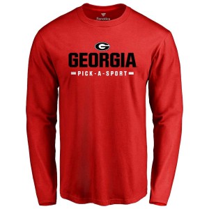 Men Georgia Bulldogs Custom Sport Wordmark Red Long Sleeve College Football T-Shirt 536214-686