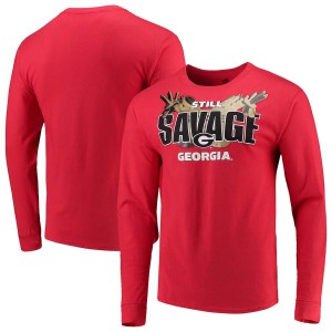 Men Georgia Bulldogs Still Savage Red Long Sleeve College Football T-Shirt 718441-575