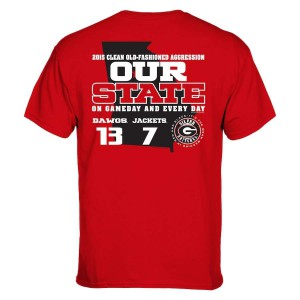 Men Georgia Bulldogs vs. Georgia Tech Yellow Jackets 2015 Our State Rivalry Score Red College Football T-Shirt 548948-636
