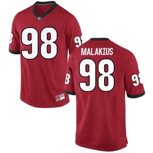 Men Georgia Bulldogs #98 Tyler Malakius Red Replica College Football Jersey 574525-686