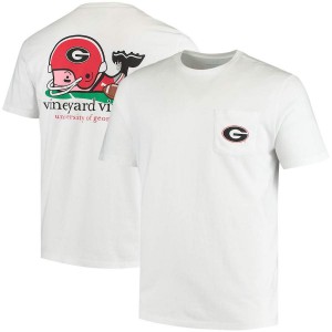 Men Georgia Bulldogs White Vineyard Vines Football Whale College Football T-Shirt 637612-766