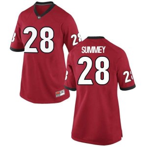Women Georgia Bulldogs #28 Anthony Summey Red Game College Football Jersey 669788-240