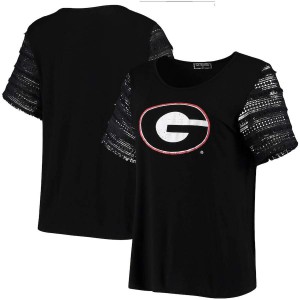 Women Georgia Bulldogs Fringe Benefits Bell Sleeve Black College Football T-Shirt 598686-261