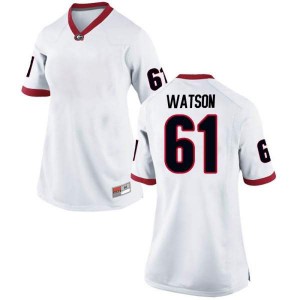 Women Georgia Bulldogs #61 Blake Watson White Replica College Football Jersey 209356-641
