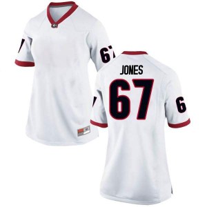Women Georgia Bulldogs #67 Caleb Jones White Game College Football Jersey 476531-885