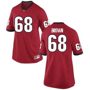 Women Georgia Bulldogs #68 Chris Brown Red Game College Football Jersey 402107-565
