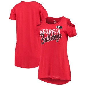Women Georgia Bulldogs Red G-III 4Her by Carl Banks Clear the Bases Cold Shoulder College Football T-Shirt 737560-436