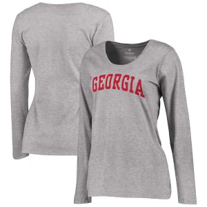 Women Georgia Bulldogs Basic Arch Gray Long Sleeve College Football T-Shirt 258109-220
