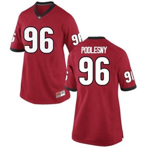 Women Georgia Bulldogs #96 Jack Podlesny Red Game College Football Jersey 589766-399