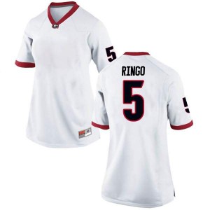 Women Georgia Bulldogs #5 Kelee Ringo White Replica College Football Jersey 390693-769