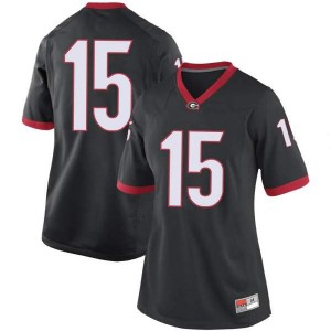 Women Georgia Bulldogs #15 Lawrence Cager Black Game College Football Jersey 793520-594