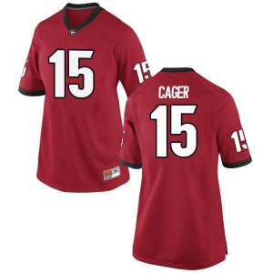 Women Georgia Bulldogs #15 Lawrence Cager Red Replica College Football Jersey 898319-782