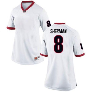 Women Georgia Bulldogs #8 MJ Sherman White Replica College Football Jersey 449156-903