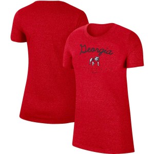 Women Georgia Bulldogs Red Heathered Marled Mantra College Football T-Shirt 283289-317
