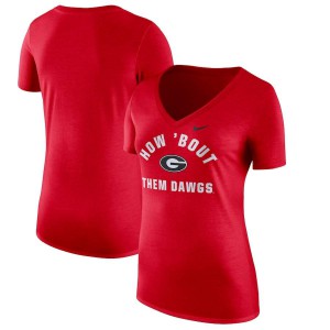 Women Georgia Bulldogs Mantra Tri-Blend V-Neck Red College Football T-Shirt 297522-848