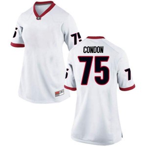 Women Georgia Bulldogs #75 Owen Condon White Replica College Football Jersey 480653-825